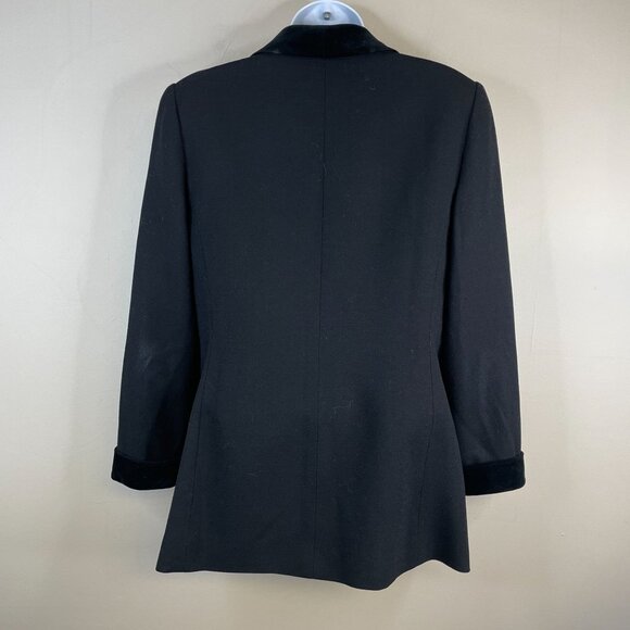 Vintage Equestrian Hunting Wool Blazer 12P Black Velour Collar Old Money Jacket - Picture 7 of 11